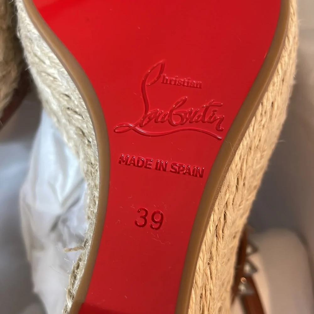Christian Louboutin mafaldina Zeppa 120mm wedge espadrille sandal cuoio brown 39 - Picture 12 of 13
